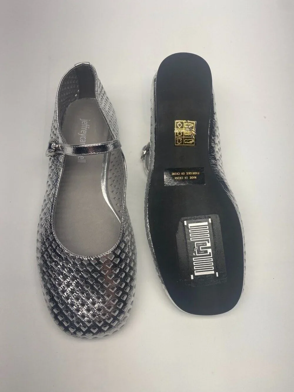 Jeffrey Campbell Womens Perforated Mary Jane Flat In Silver  Sz 6
